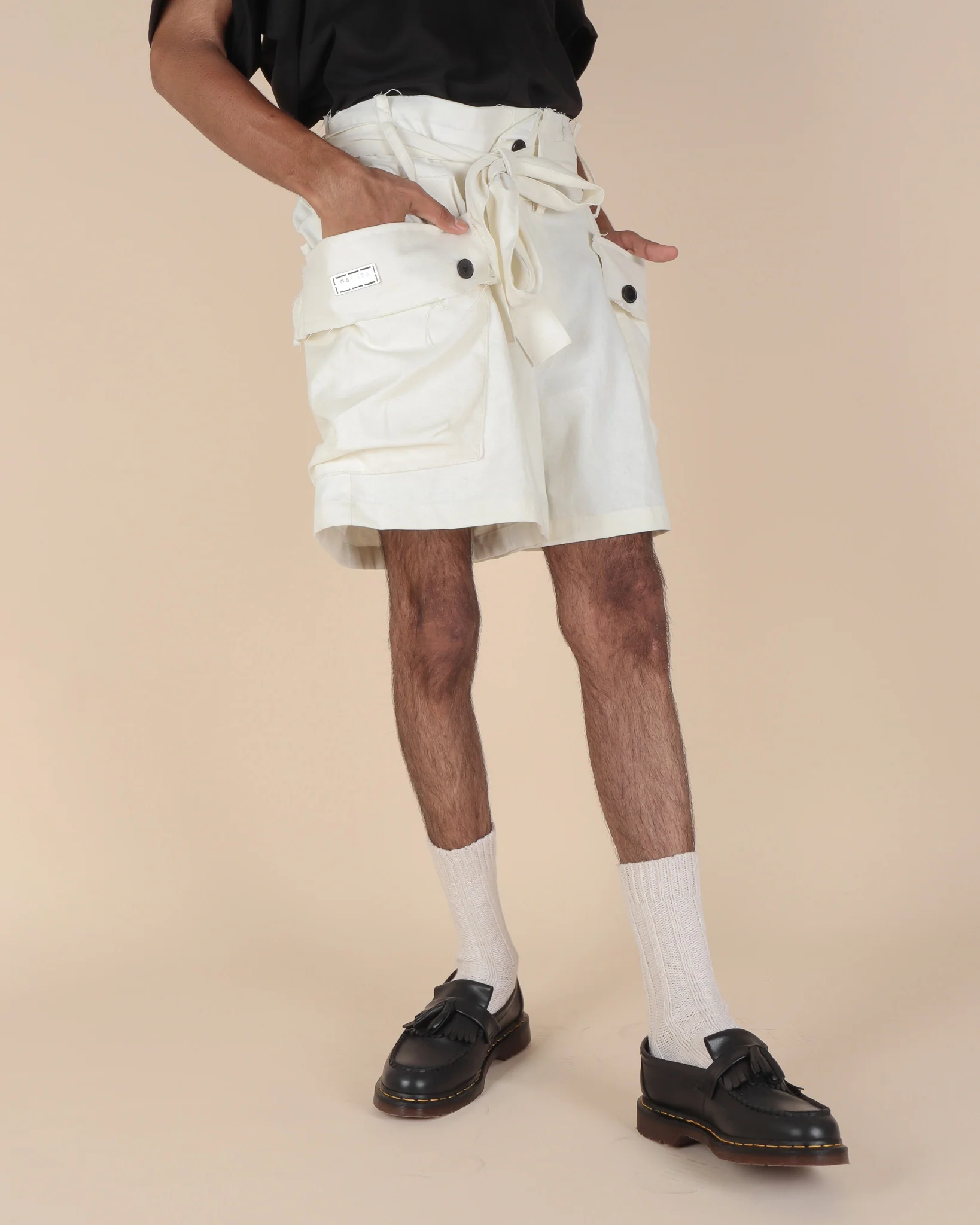Canvas Cargo Shorts - Eggshell - Image 12
