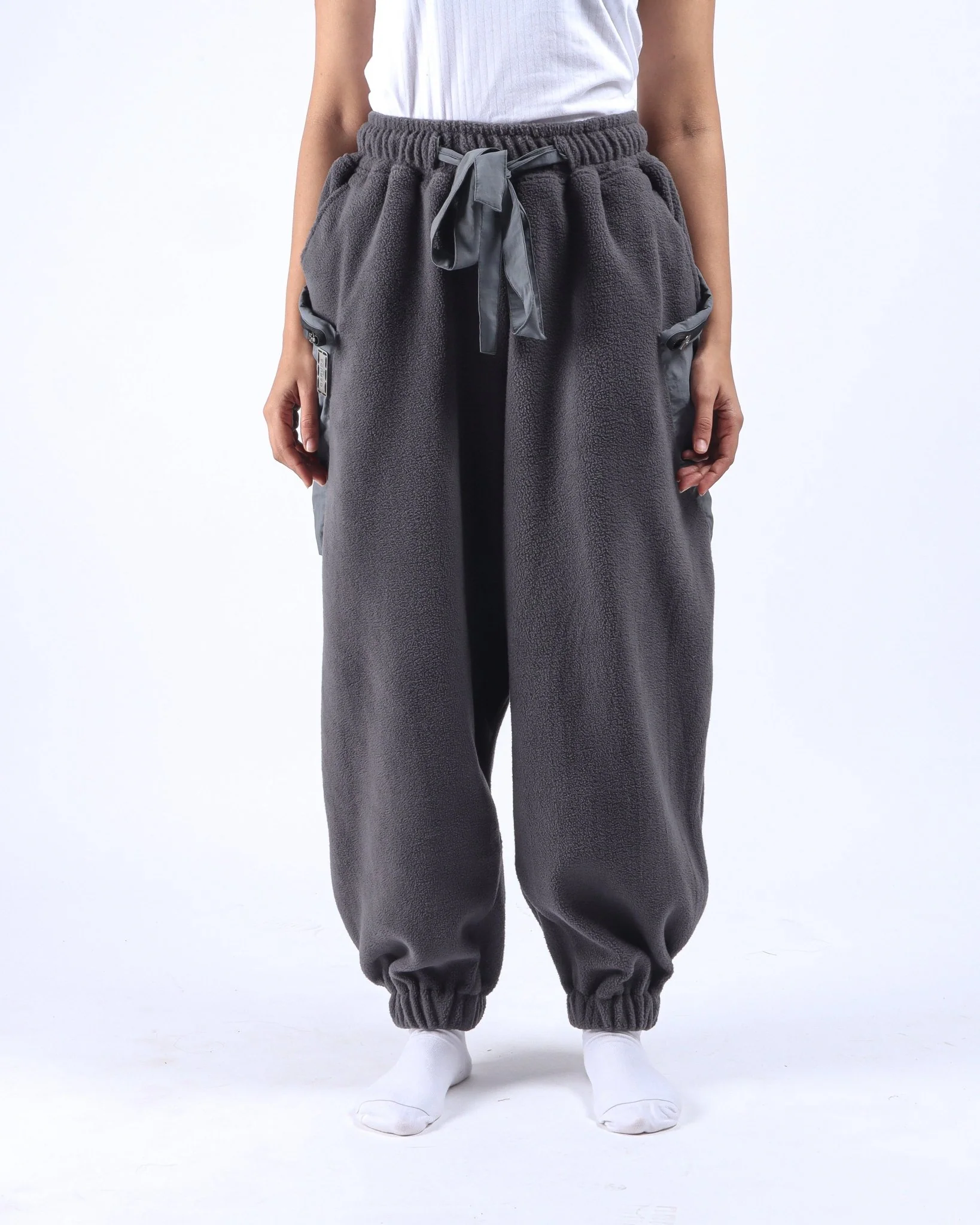 Fleece Cargo Sweatpants - Grey - Image 2