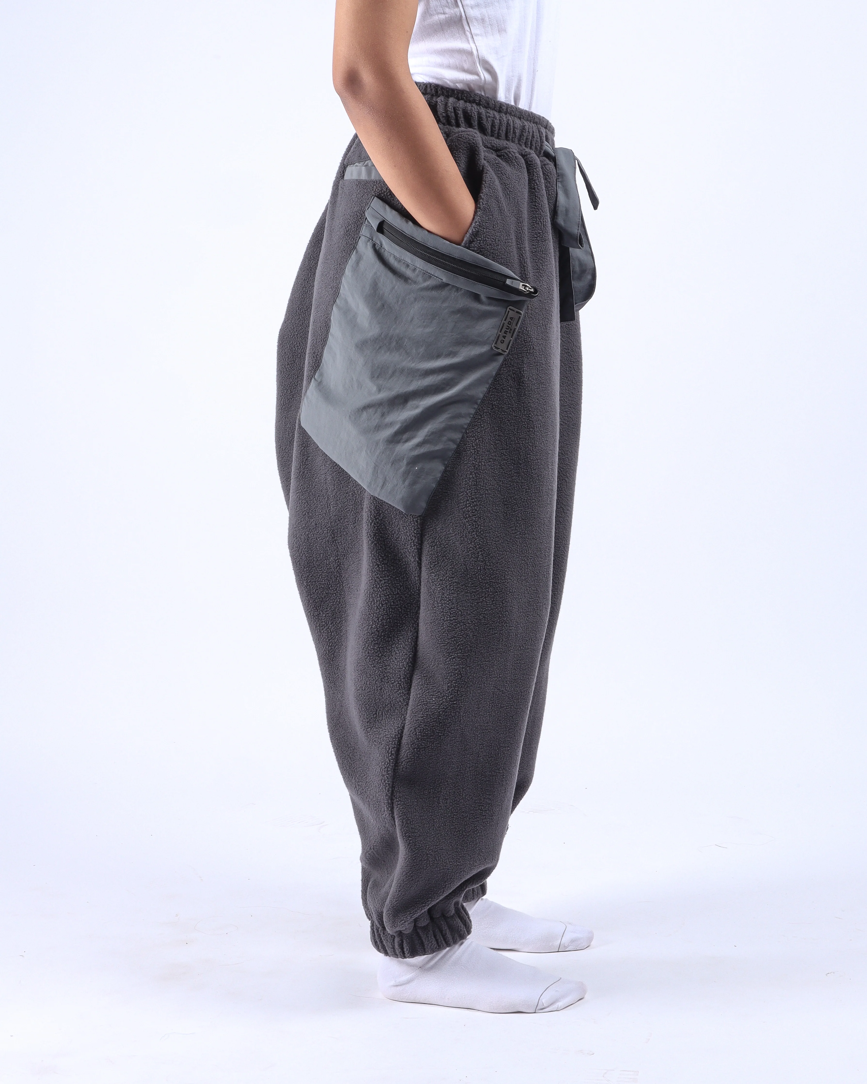 Fleece Cargo Sweatpants - Grey - Image 6