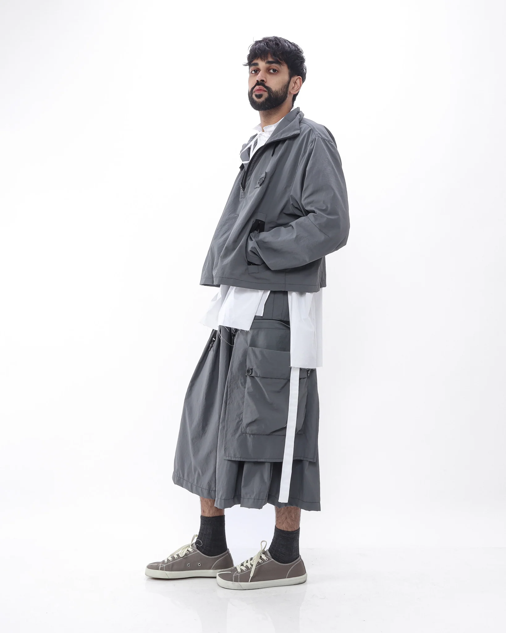 Polyester Cargo Skirt - Grey - Image 13