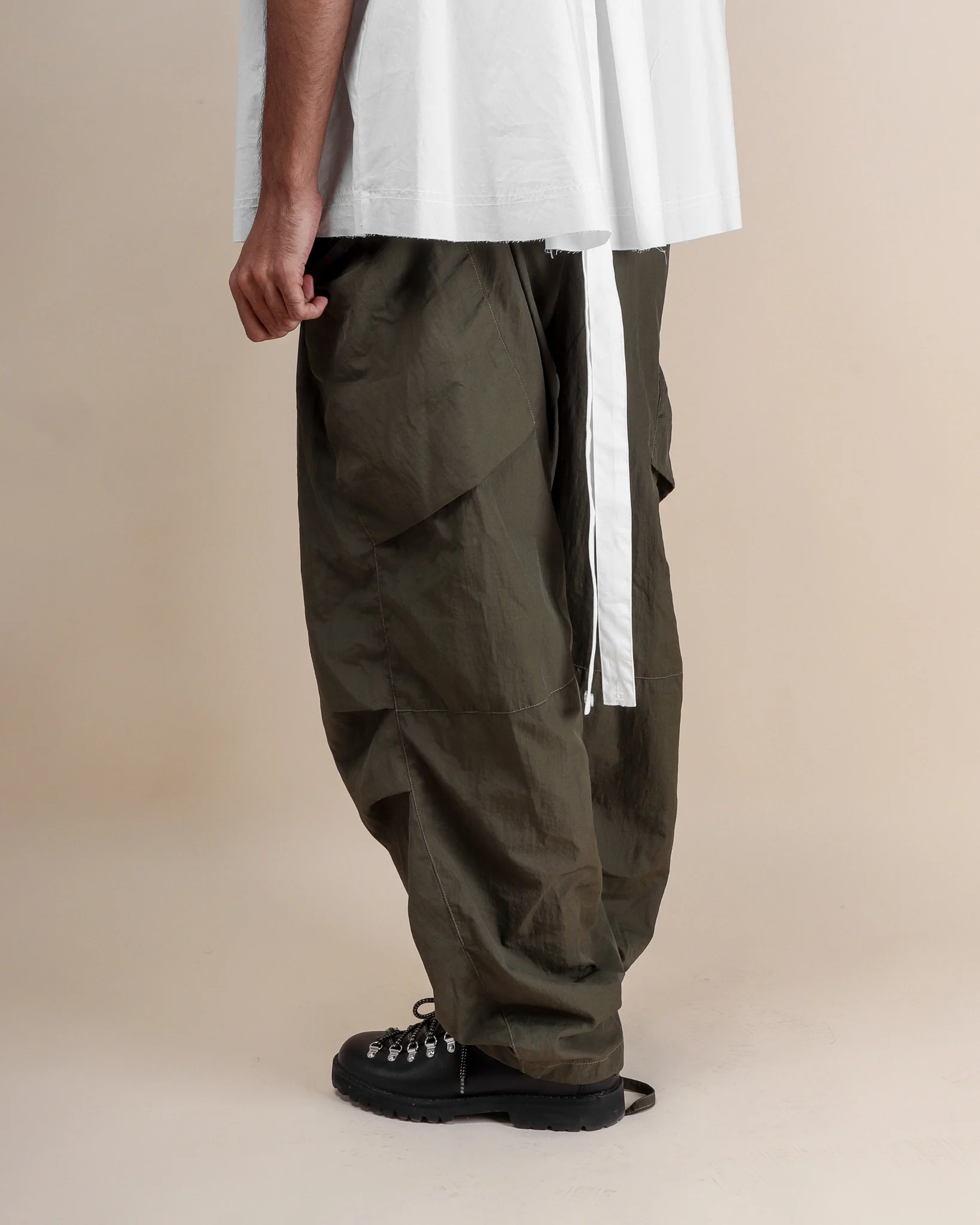 Polyester Parachute Pants - Olive - Image 5