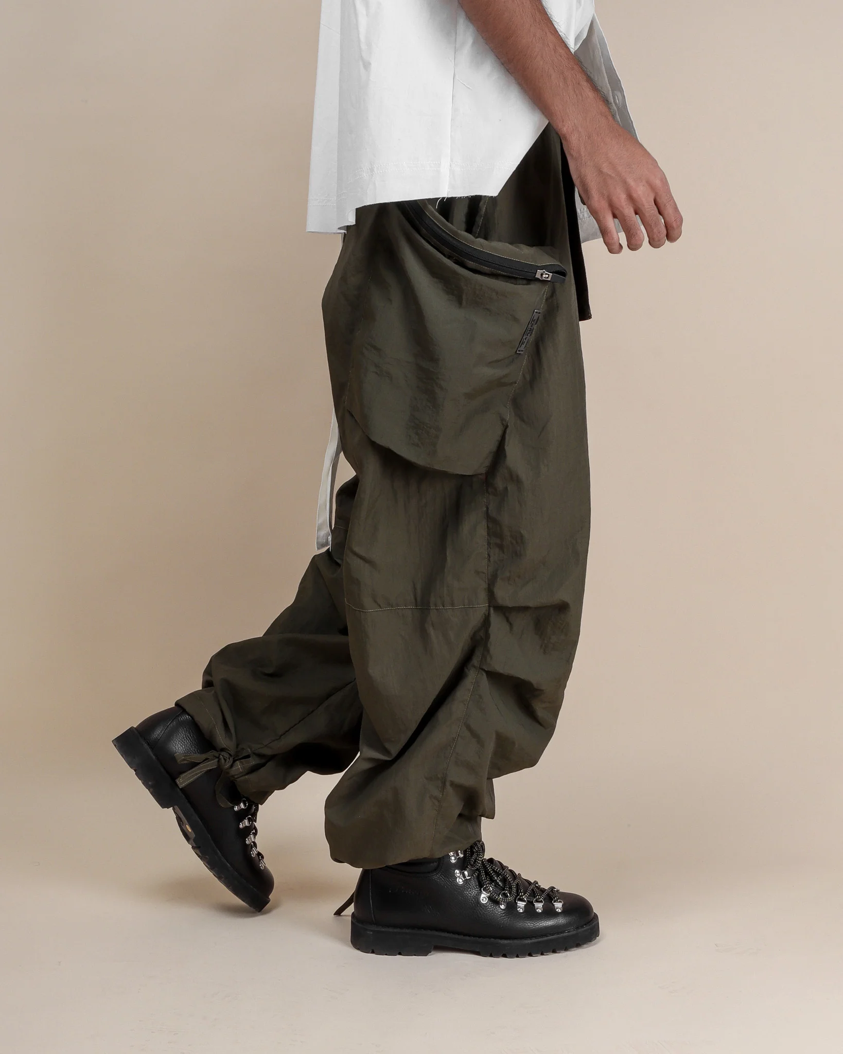 Polyester Parachute Pants - Olive - Image 8